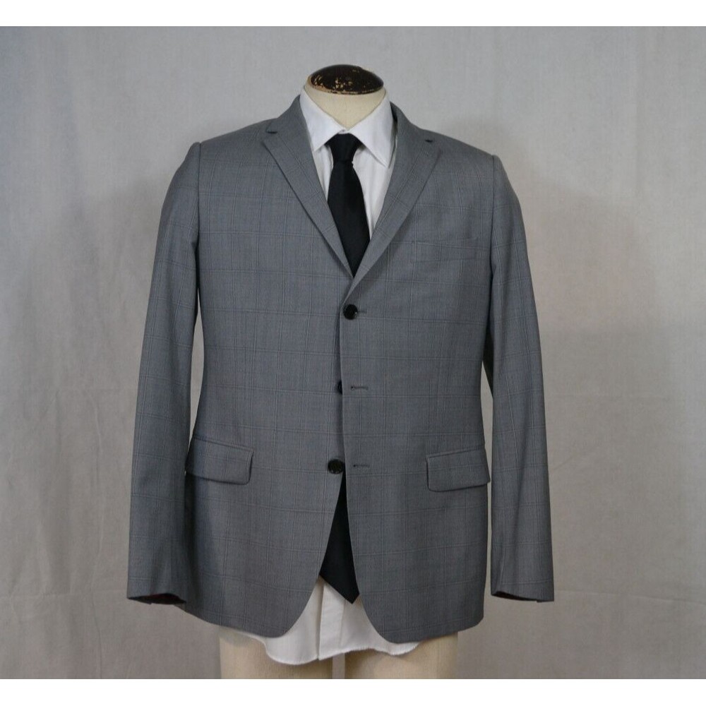 Indochino 100%‎ Wool Grey plaid Sports Coat blazer suit jacket Sz 42 - Excellent